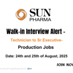Sun Pharma Indore Recruitment Drive 2025