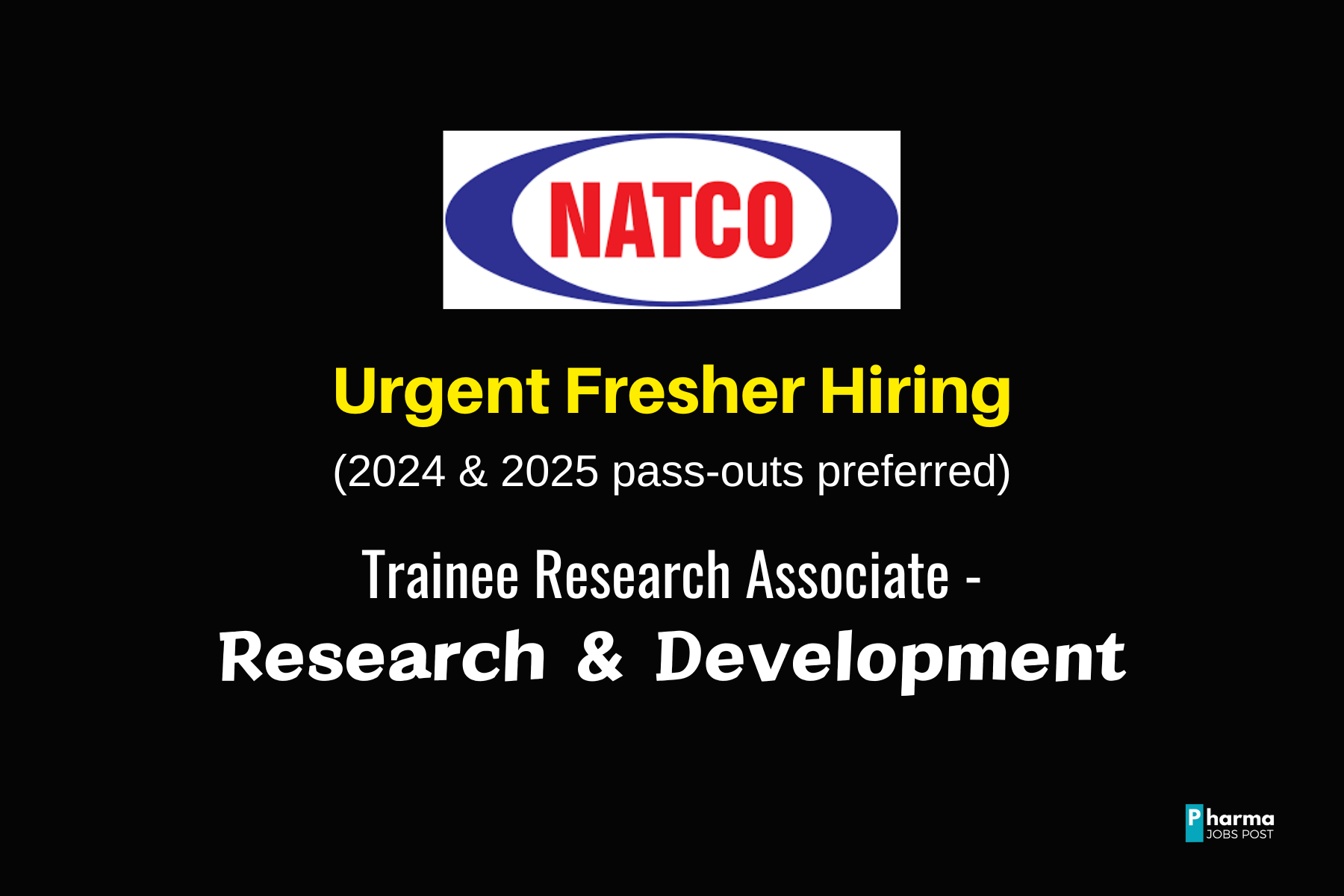 Trainee Research Associate Jobs at Natco Pharma – Join R&D in Hyderabad ...