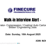 Walk-In Interview at Finecure Pharmaceuticals