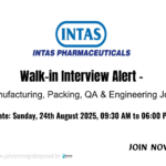 Intas Pharmaceuticals Walk-in Drive 2025 at Baddi | Jobs