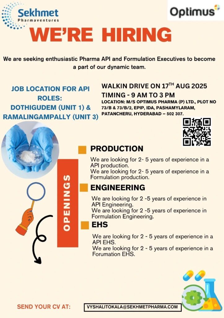 Join Optimus Pharma Pvt. Ltd. for a walk-in drive