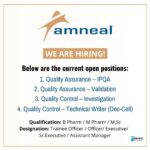 Amneal Pharmaceuticals Hiring in Ahmedabad – QA & QC Jobs