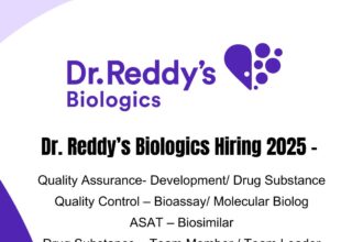 Dr. Reddy’s Biologics Hiring 2025 | Quality Assurance & Control Jobs