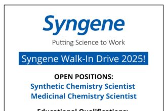 Syngene Walk-In Drive 2025 | Hiring Women in STEM for Medicinal & Synthetic Chemistry