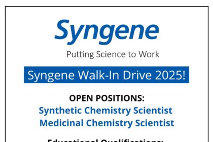 Syngene Walk-In Drive 2025 | Hiring Women in STEM for Medicinal & Synthetic Chemistry