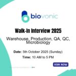 Biovonic Healthcare Walk-in Interview 2025 | Warehouse, QA, QC, Production & Microbiology Jobs