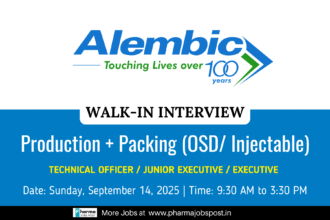 Walk-In Interview at Alembic Pharmaceuticals Vadodara