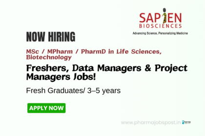 Sapien Bio Hiring | Freshers, Data Managers & Project Managers