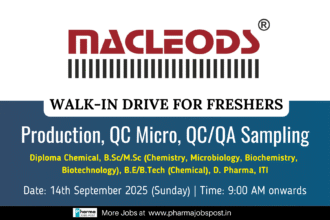 Macleods Pharma Walk-in Drive for Freshers in Vapi