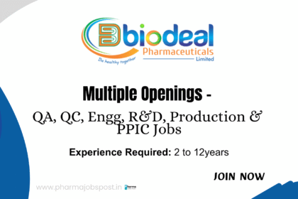 Job Openings at Biodeal Pharmaceuticals Ltd. Nalagarh