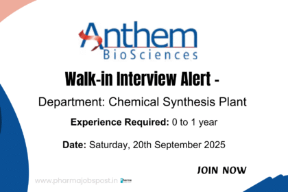 Anthem Biosciences Hiring Freshers – Walk-In Interview