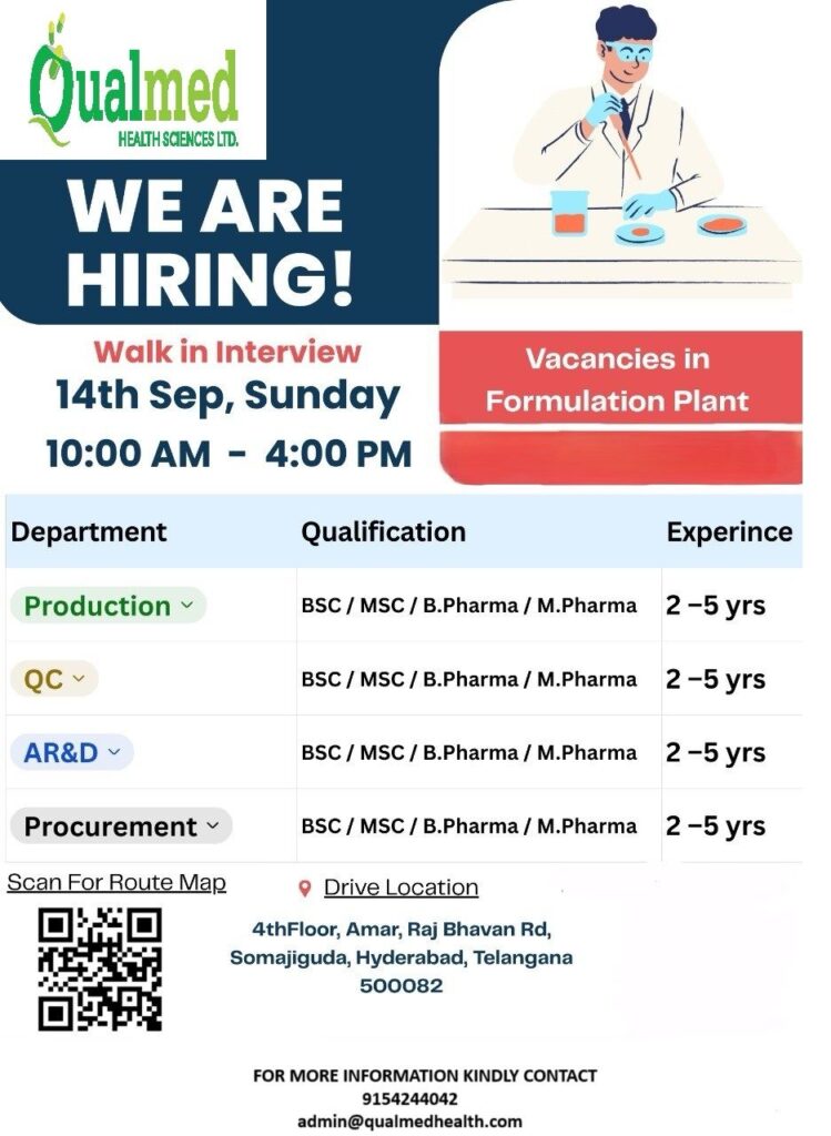 Qualmed Health Sciences Walk-in Interview