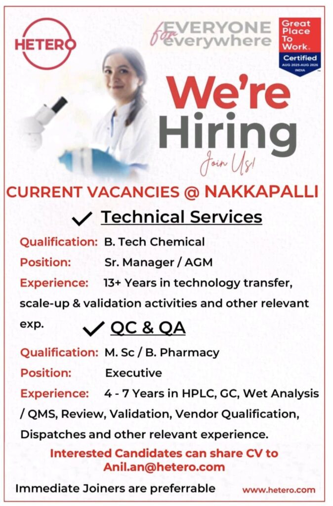Career Opportunities at Hetero – Join the Team at Nakkapalli