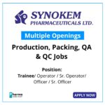 Synokem Lifesciences Hiring in Haridwar