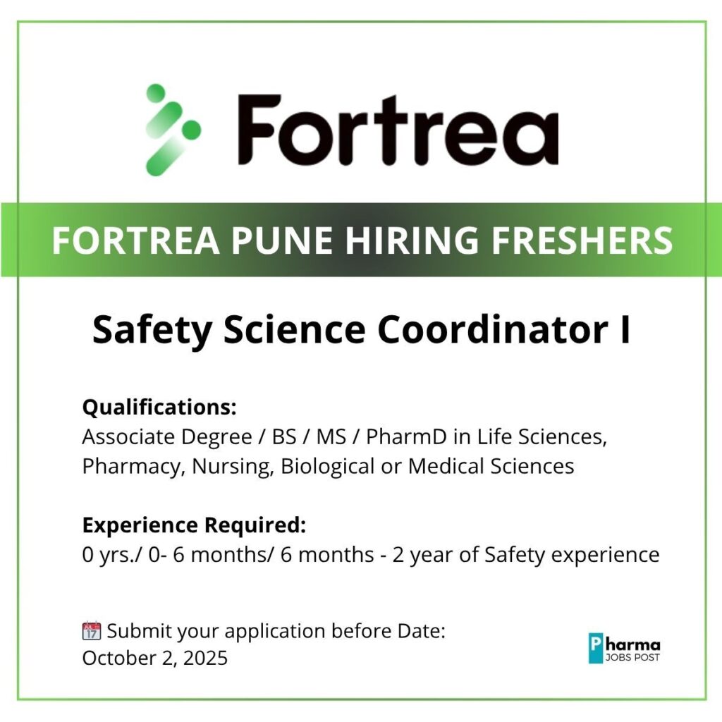 Fortrea Hiring Safety Science Coordinator I | Pune Location