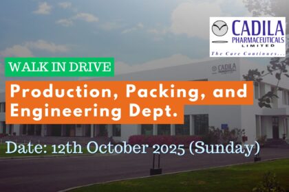 Cadila Pharmaceuticals Walk-In Interview in Ahmedabad for Production, Packing & Engineering