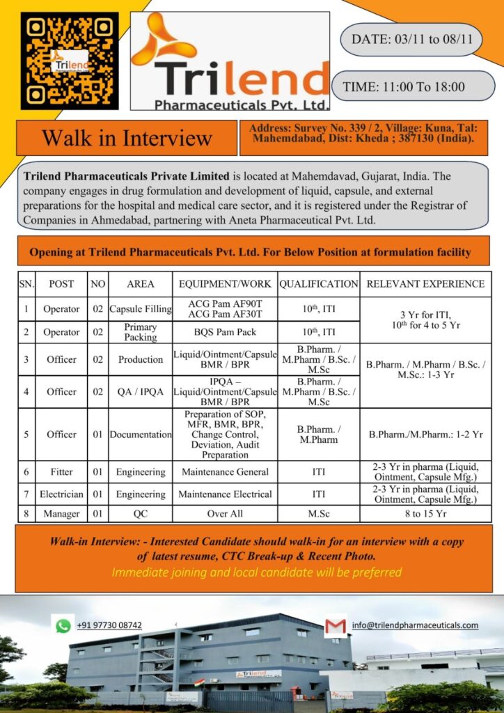 Trilend Pharmaceuticals job openings 