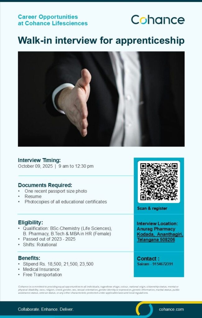 Walk-in Interview at Cohance Lifesciences | Apprenticeship 