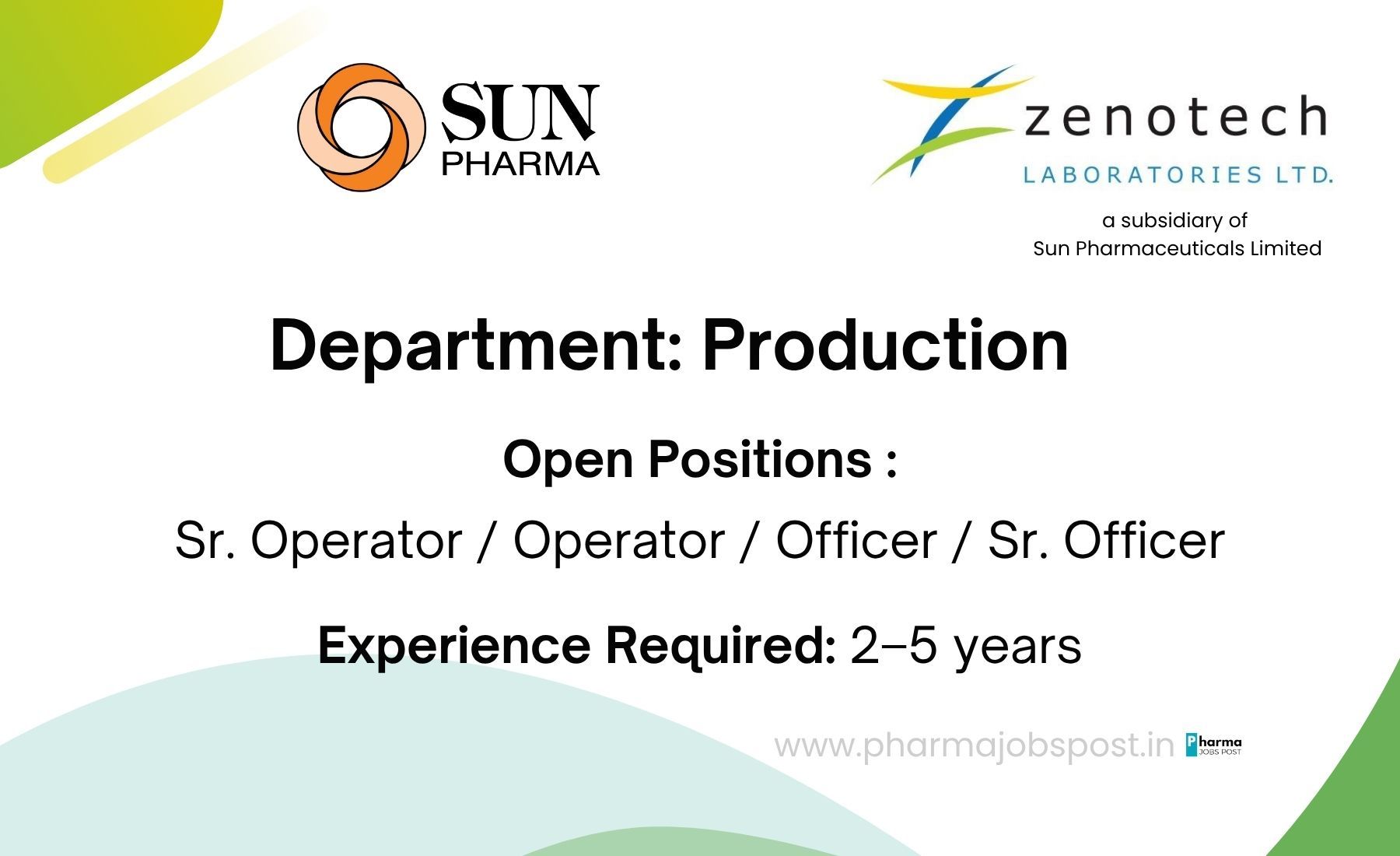 Zenotech Zenotech Laboratories Hiring for Production Department | Pharma Jobs in ...