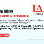 Taj Pharma Hiring 2025 | Jobs in Sarigam (GIDC), Vapi