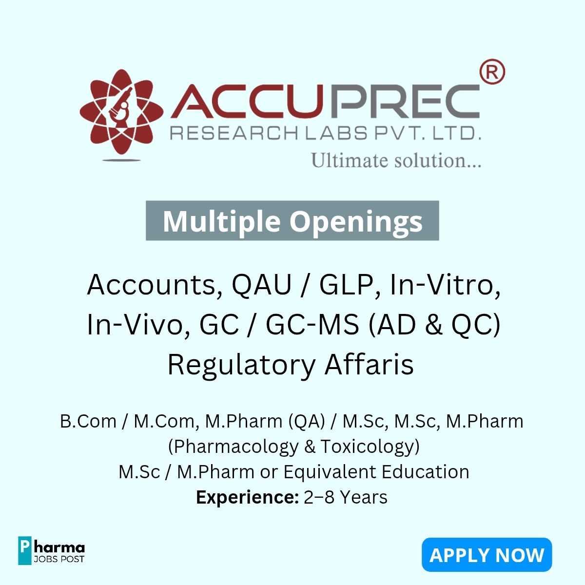 Accuprec Job Openings: Apply for RA, Research, QC, GLP & Accounts Roles ...