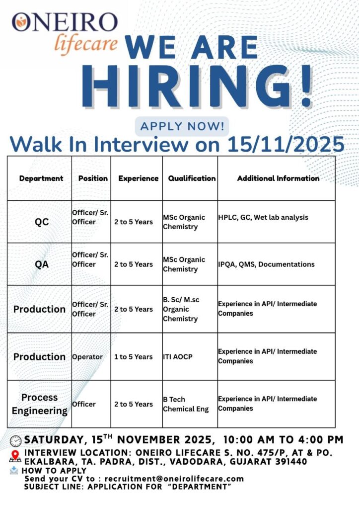 Oneiro Lifecare Announces Walk-In Interviews for Multiple Openings 