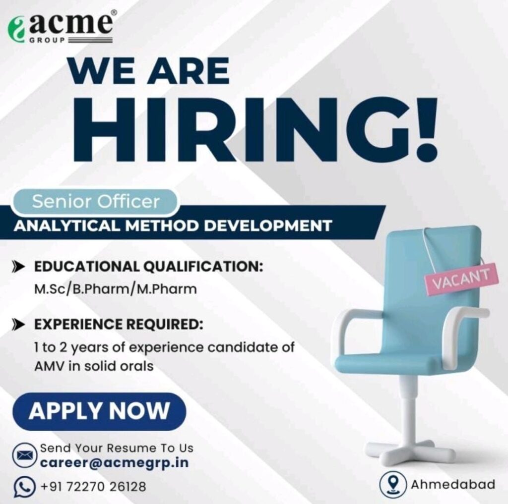 Acme Group Hiring Senior Officer AMV | ADL Jobs