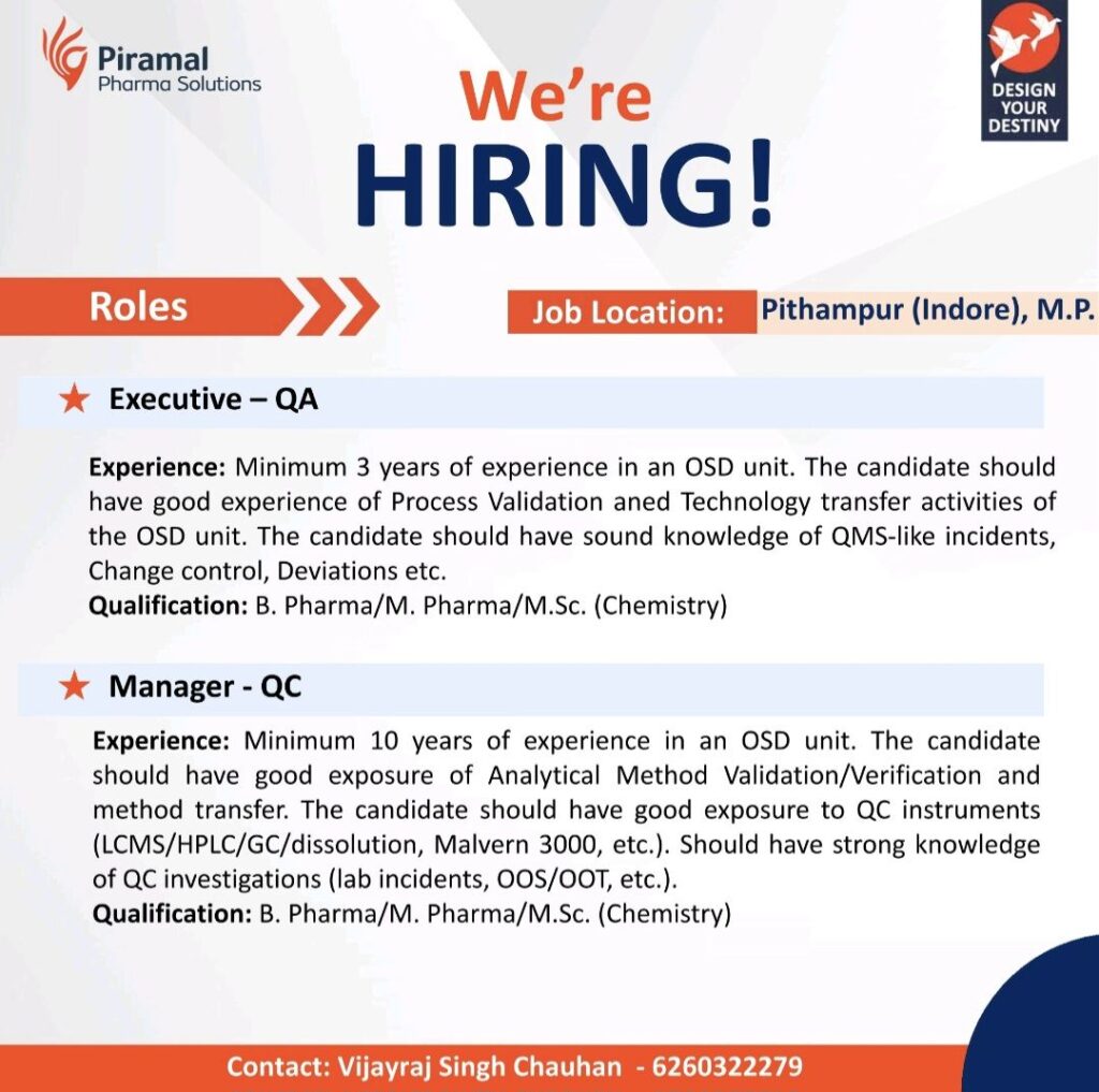 Piramal Pharma Solutions Announces Walk-In Hiring Drive at Pithampur