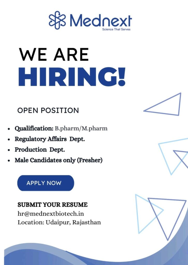 Pharm & M.Pharm Fresher Jobs at Mednext Biotech