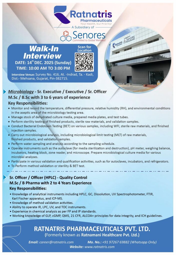 Ratnatris Pharmaceuticals – Walk-In Interview