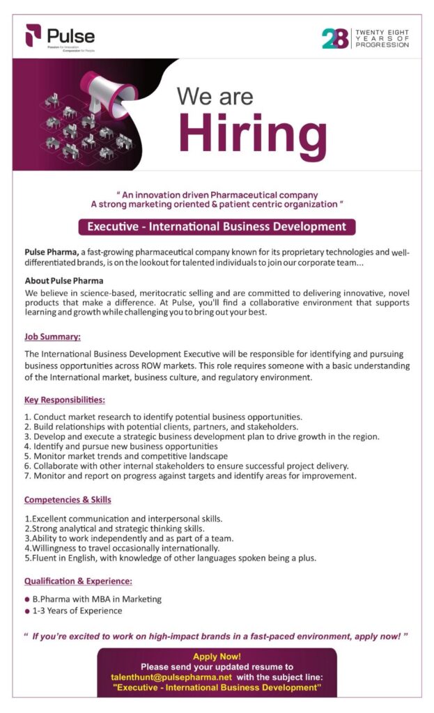 Pulse Pharma International Business Jobs 