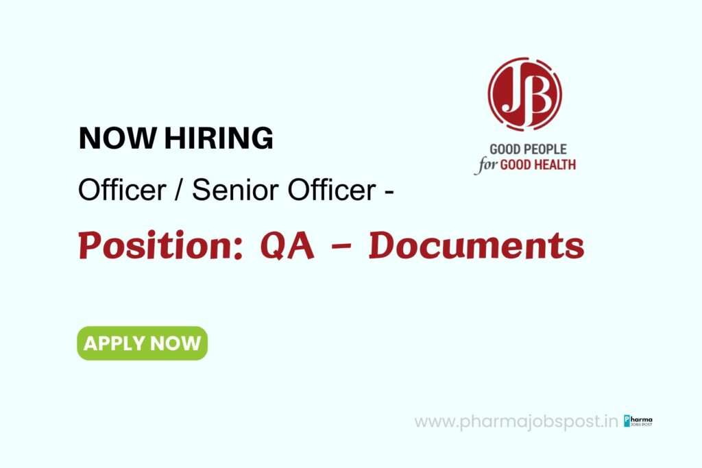 Job Openings at J.B. Pharma – Daman 