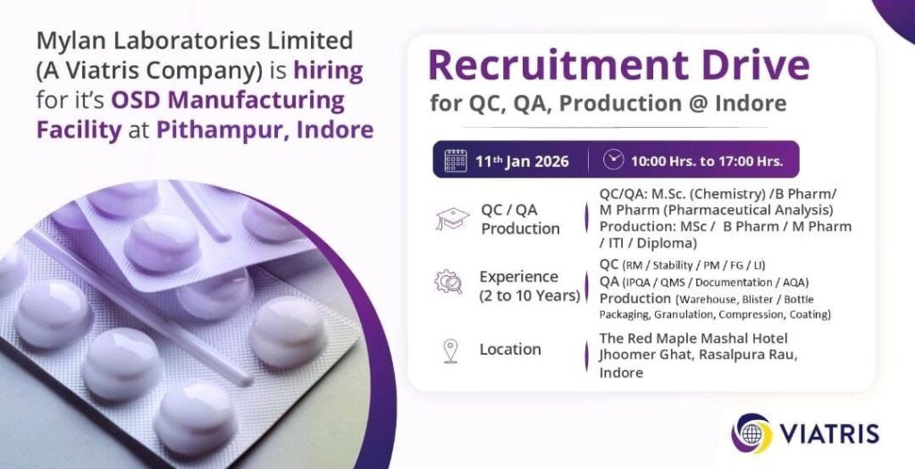 Mylan Laboratories (Viatris) Recruitment Drive 2026