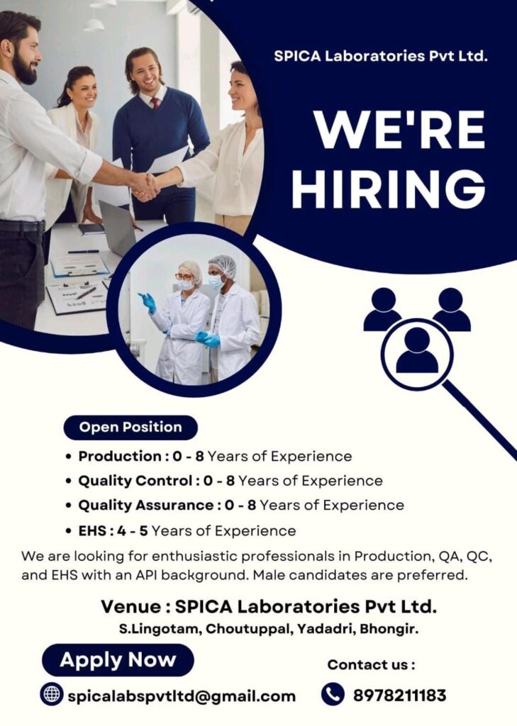 SPICA Laboratories Pvt. Ltd. Is Hiring!