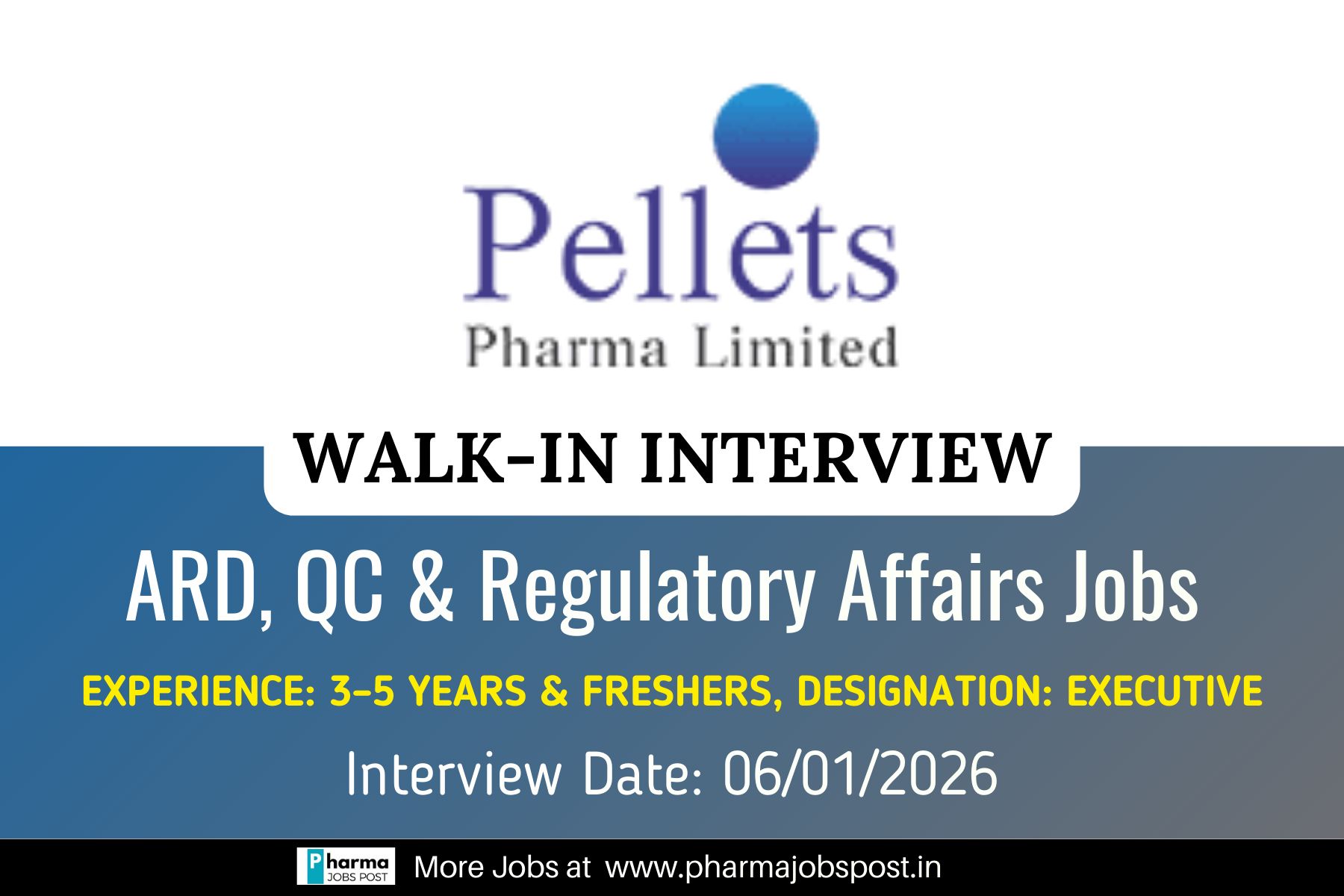 Walk-In Interview at Pellets Pharma Limited – ARD, QC & Regulatory ...