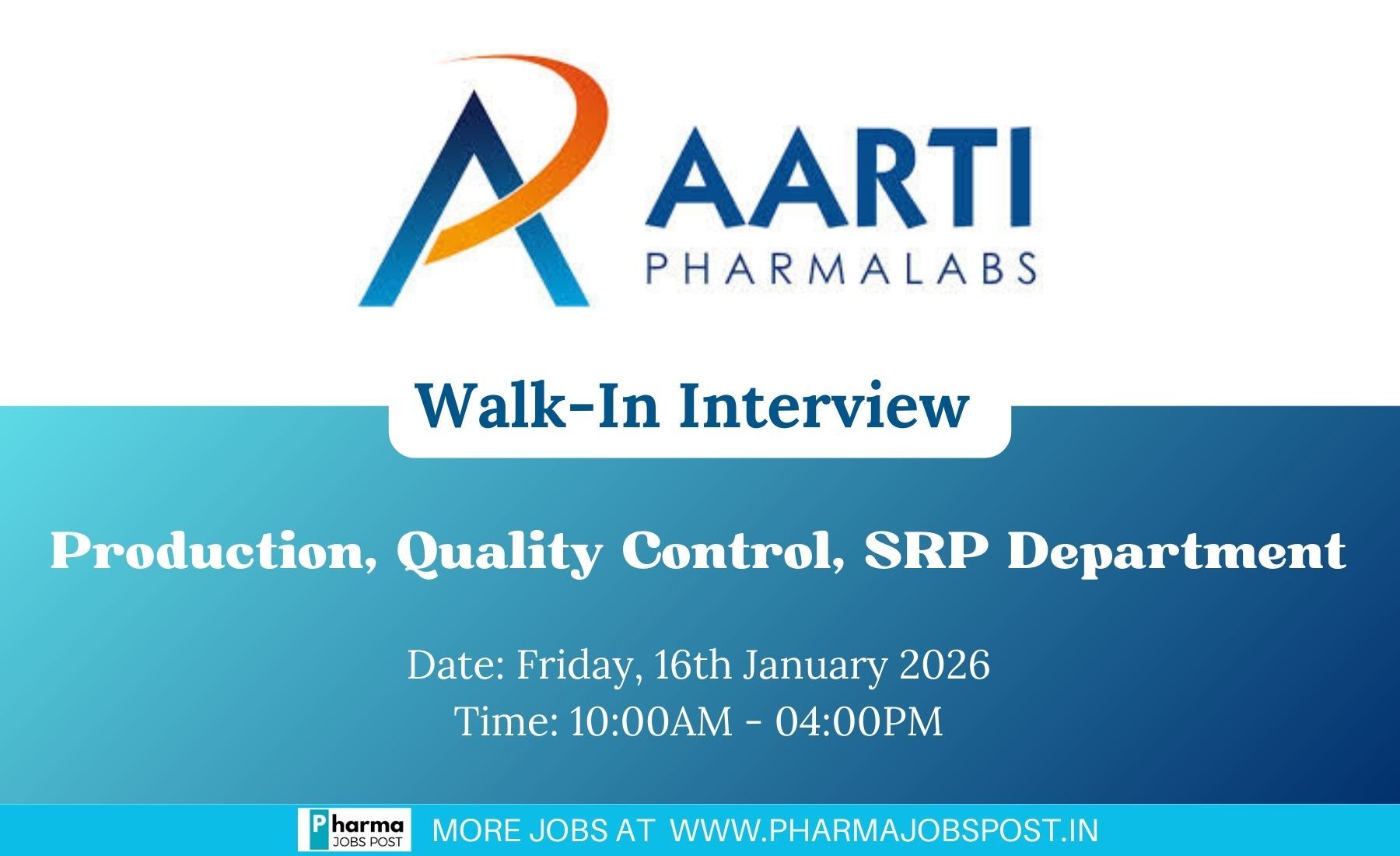 Aarti Pharmalabs Walk-In Interview 2026: Exciting Careers in API ...