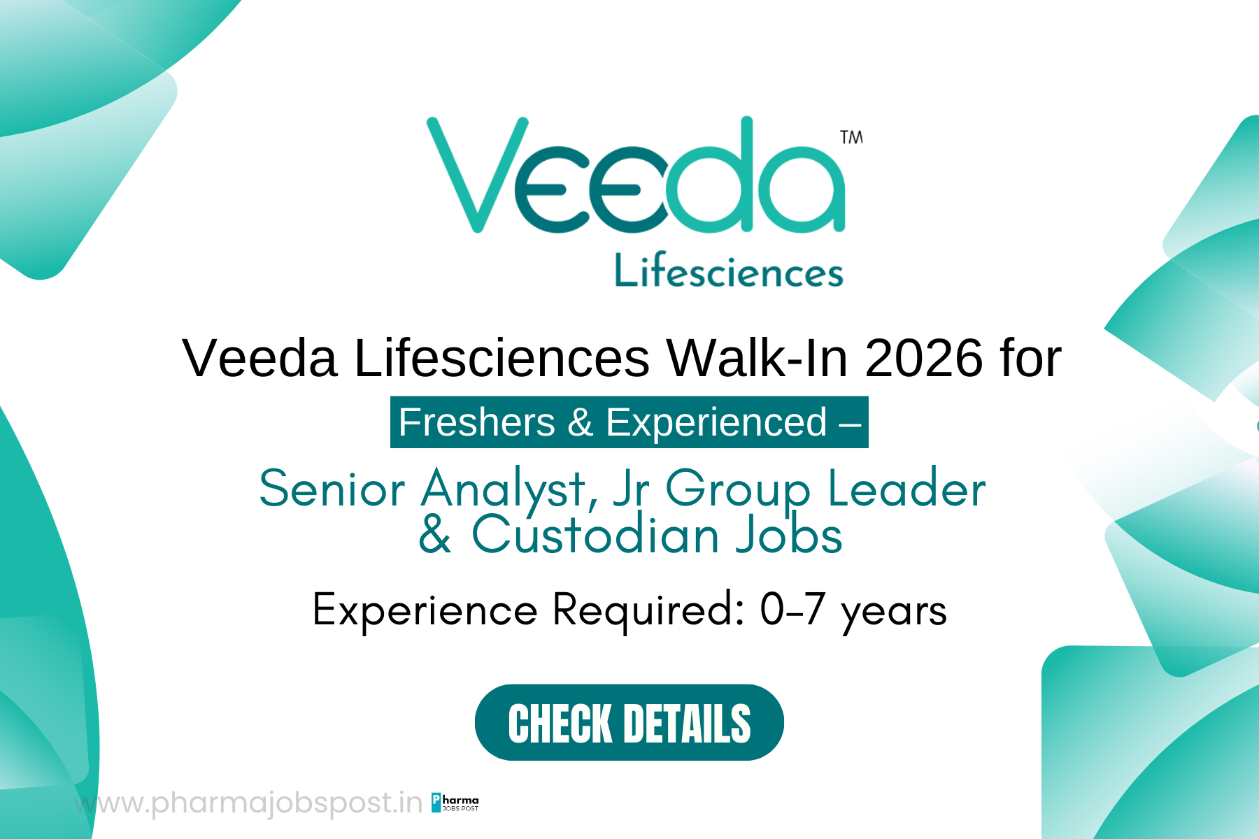 Veeda Lifesciences Walk-In 2026 for Freshers & Experienced | Senior ...