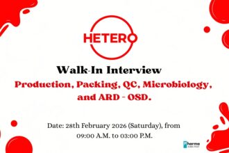 Hetero Labs Walk-In Interview 2026 for Production, QC, ARD & Packing