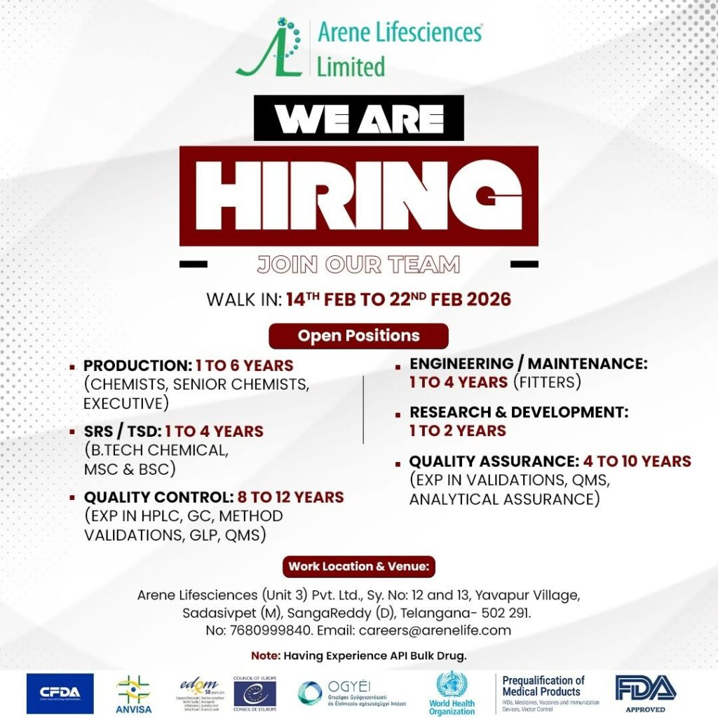 Arene Lifesciences Limited – Multiple Openings