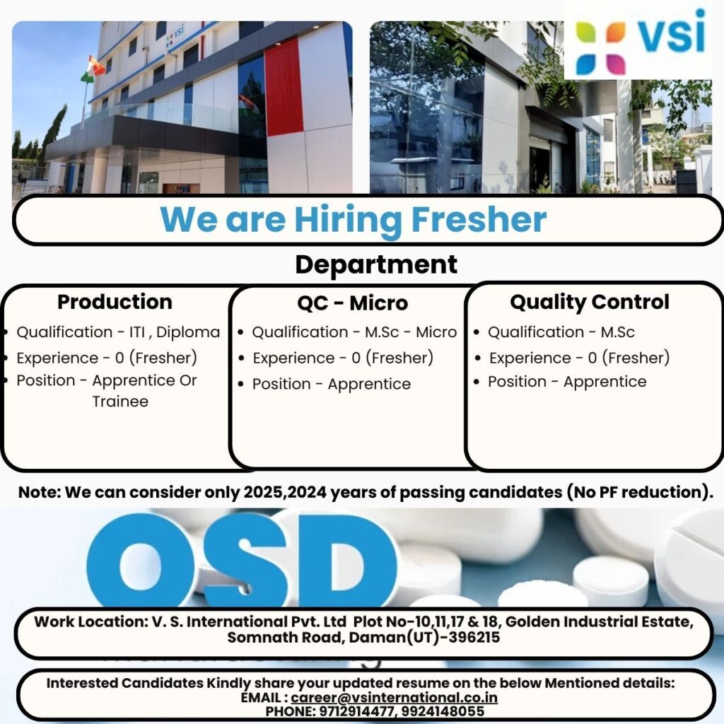 V. S. International Pvt. Ltd. Fresher Recruitment 2026 | Apprentice Jobs 