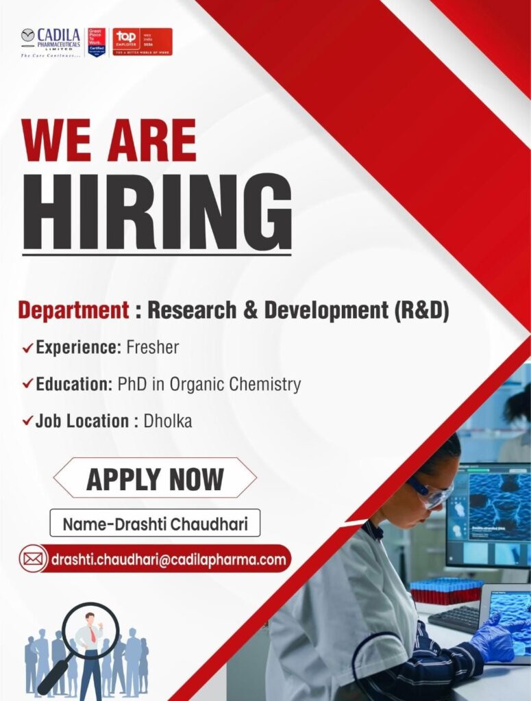 R&D Job Opening for Fresh PhD Candidates | Cadila Pharmaceuticals