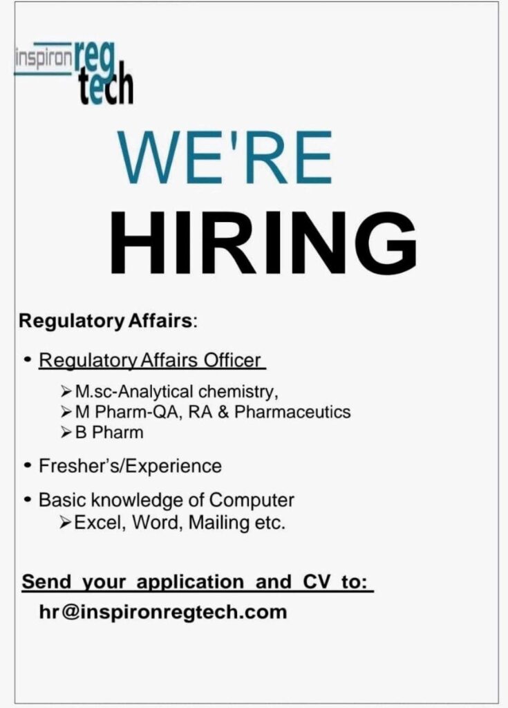 Inspiron RegTech Hiring Regulatory Affairs Officer