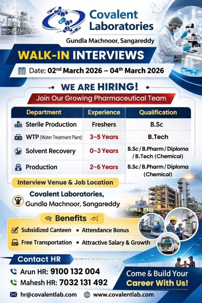 Walk-In Interview at Covalent Laboratories
