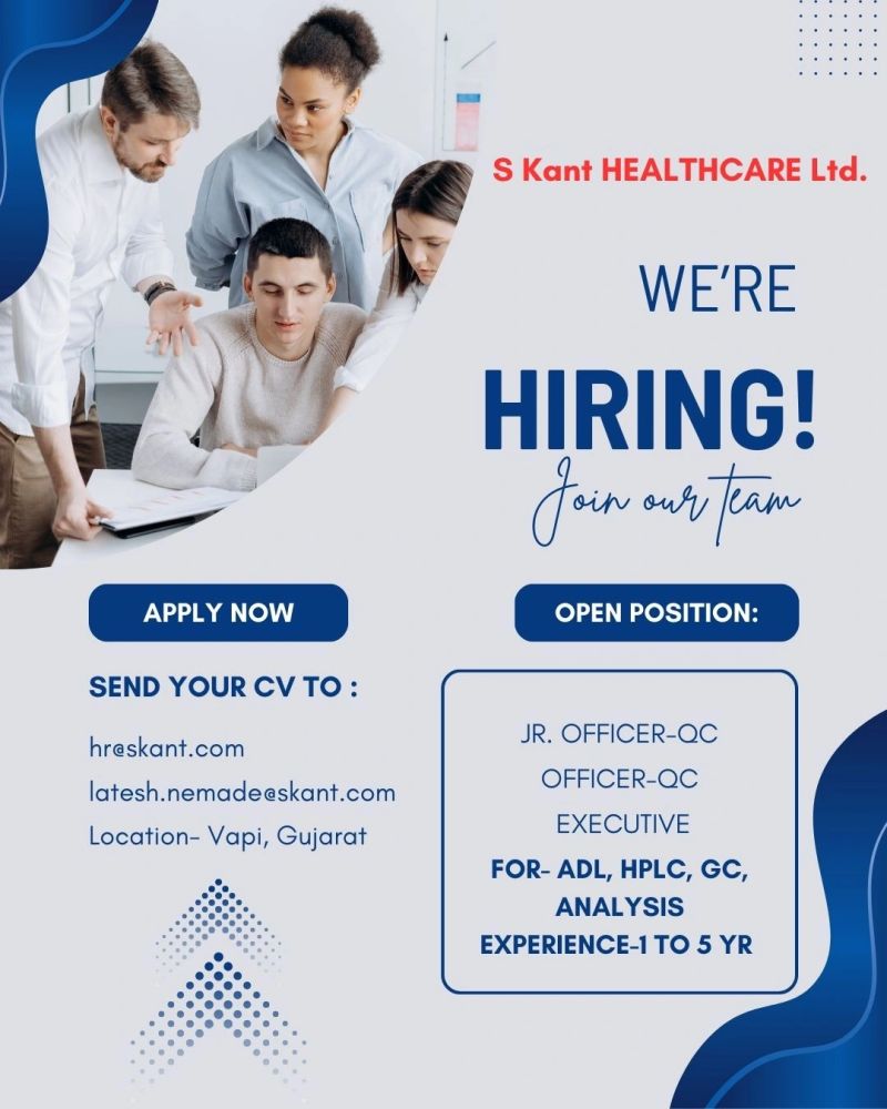 Quality Control Officer Job in Vapi | S Kant Healthcare Ltd Careers 2026