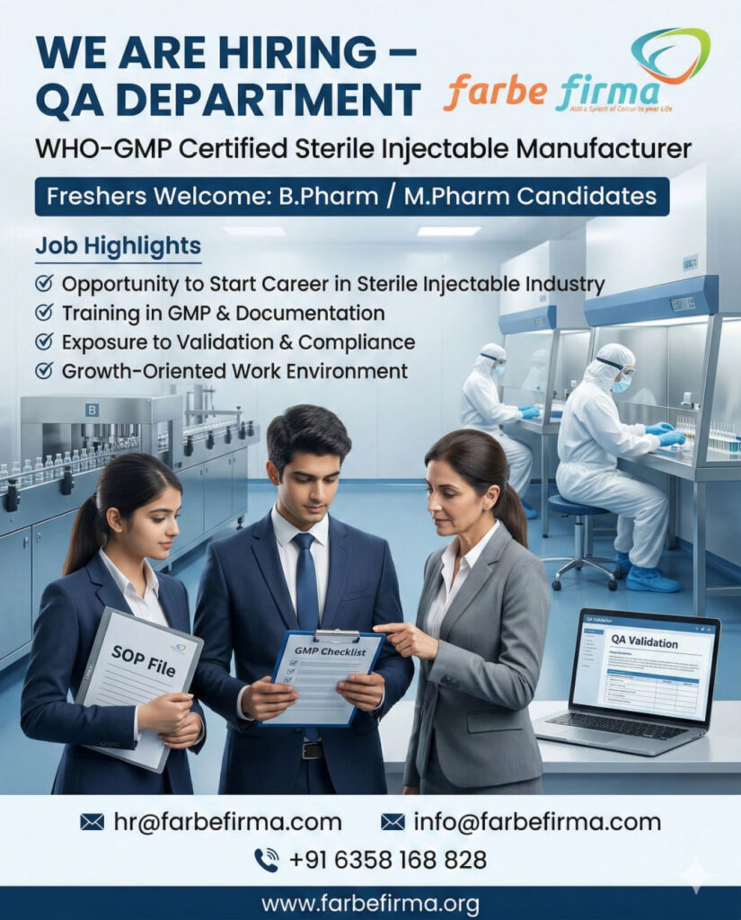 Farbe Firma Pvt. Ltd. Hiring Freshers for QA Department – Ankleshwar 