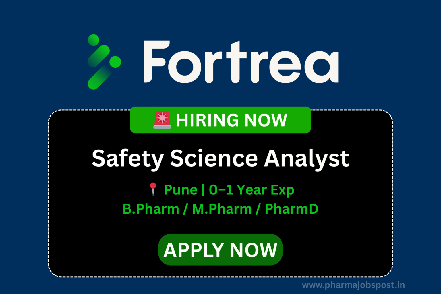 Fortrea Hiring Safety Science Analyst – Pharmacovigilance Jobs in Pune for BPharm, MPharm, PharmD Freshers