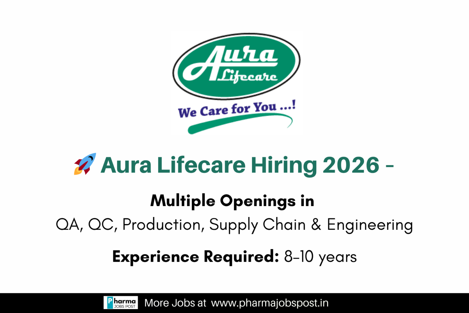 Aura Lifecare Recruitment 2026 | QA, QC, Production & Supply Chain Jobs