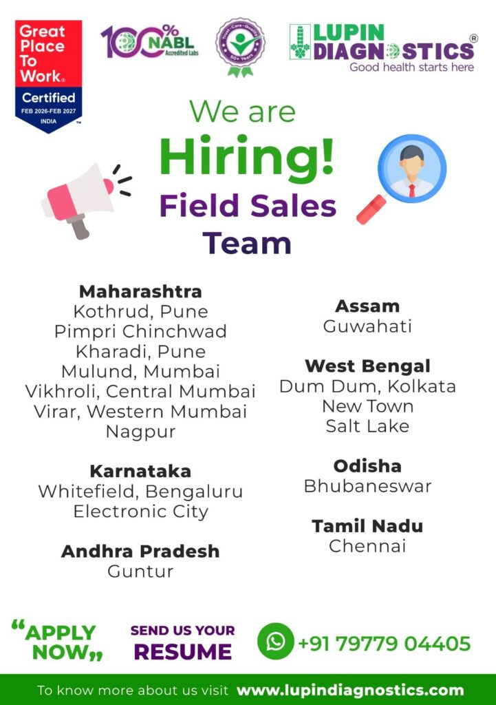 Lupin Diagnostics Hiring Field Sales Team Across India