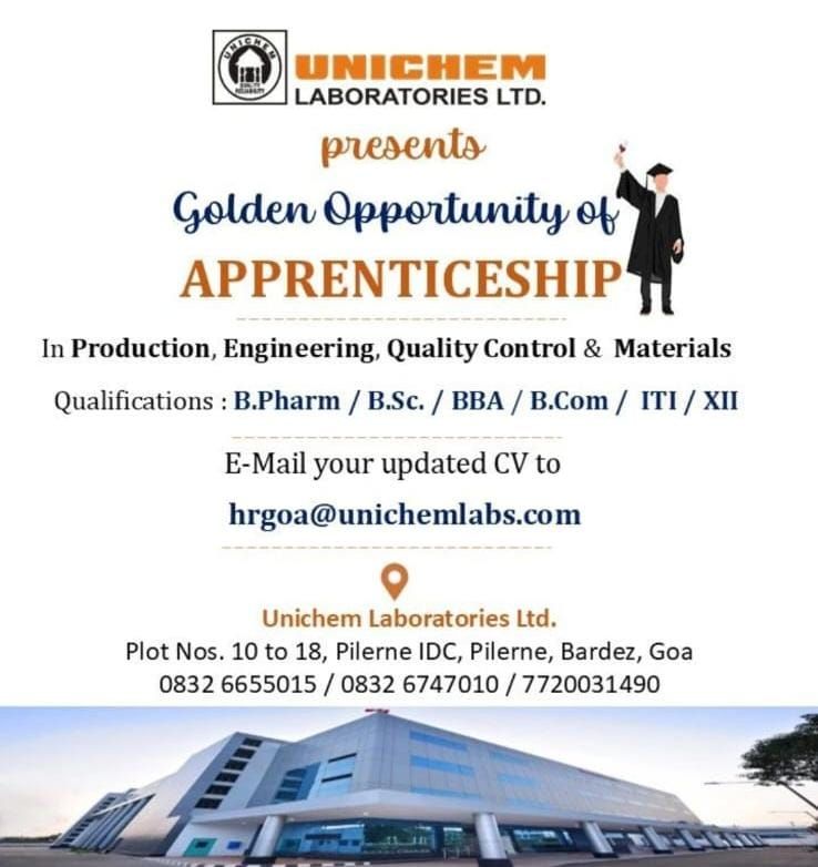 Unichem Laboratories Hiring Apprentices Jobs
