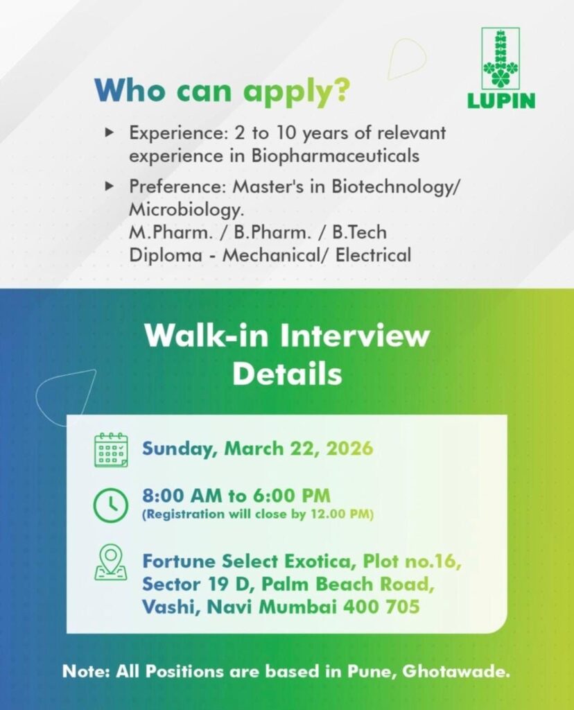 Lupin Walk-In Interview 2026 